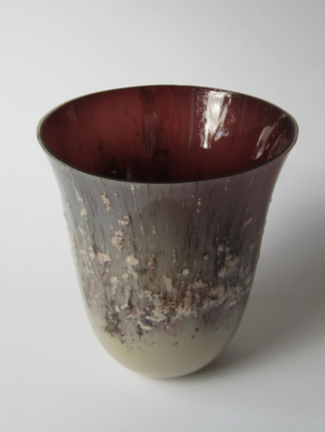 Glazen vaas - paars/zilver/roze