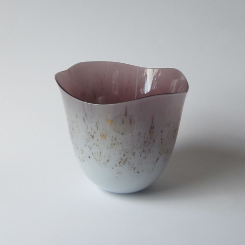 Glazen vaas - roze/goud/zwart - verkocht